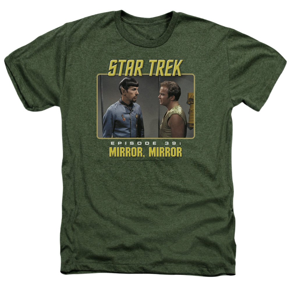 Trevco St Original Mirror Mirror Heather Tee for Adults - Military Green Medium | Vintage Graphic Tee for Casual Wear, Concerts & Pop Culture Fans