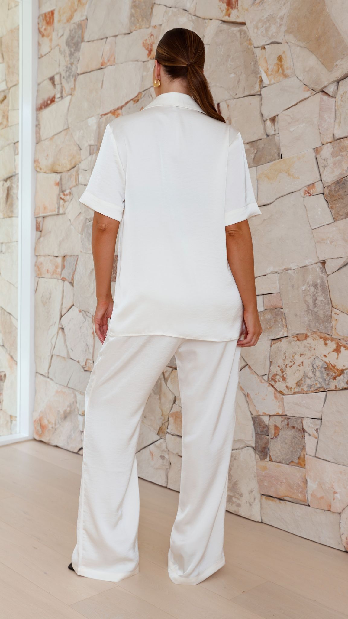 Imogen Button Shirt for Women - Soft Cream Cotton Blouse with Long Sleeves & Classic Collar - Perfect for Office Wear, Casual Outfits & Special Occasions