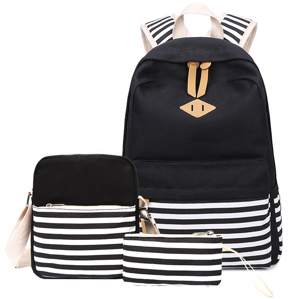 Abshoo Cute Striped Canvas Backpack for Girls - School & Travel