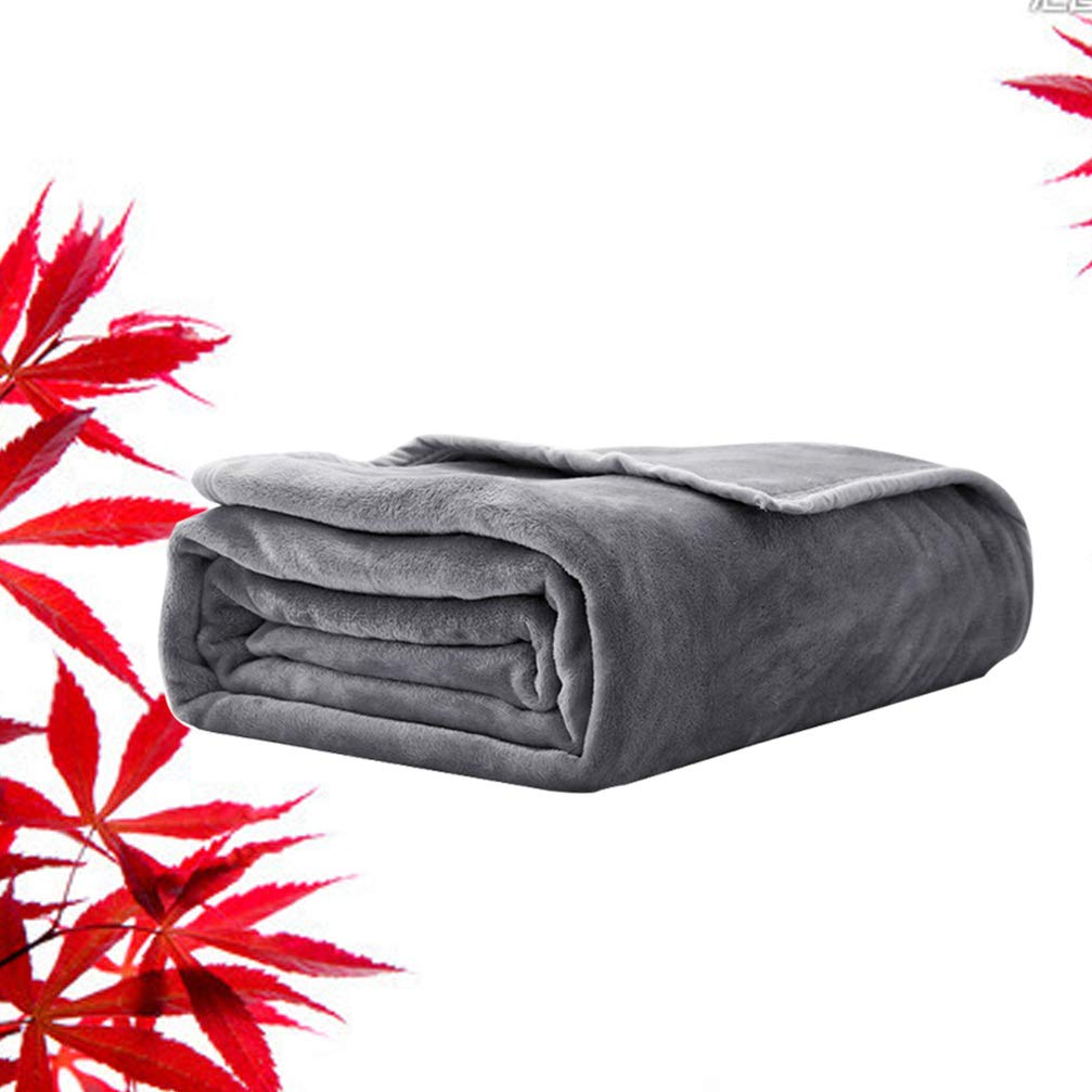 POPETPOP Solid Color Flannel Fleece Blanket - Soft Warm Cozy Bed Blanket for Winter, Home, Office & Travel Use
