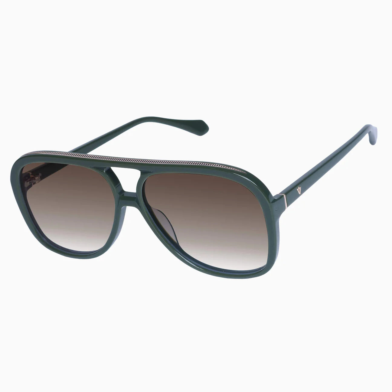 Bang Army Green Sunglasses with Gold Metal Frame & Brown Gradient Lens - Stylish Outdoor Shades for Hiking, Driving, and Beach Activities