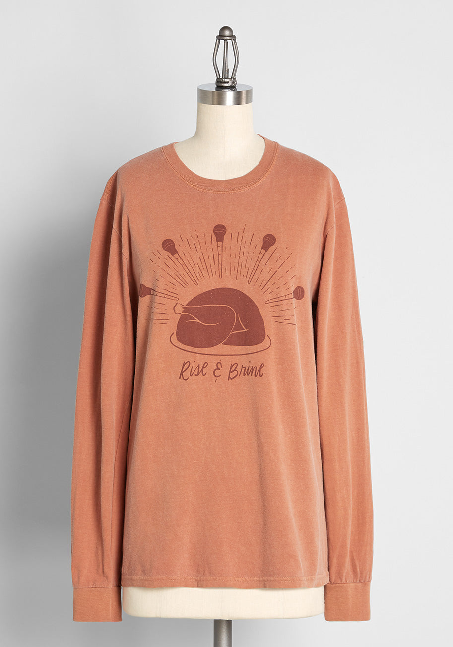 Rise and Brine Graphic Long Sleeve T-Shirt for Men & Women - Comfortable Cotton Tee for Casual Wear, Gym, and Outdoor Activities