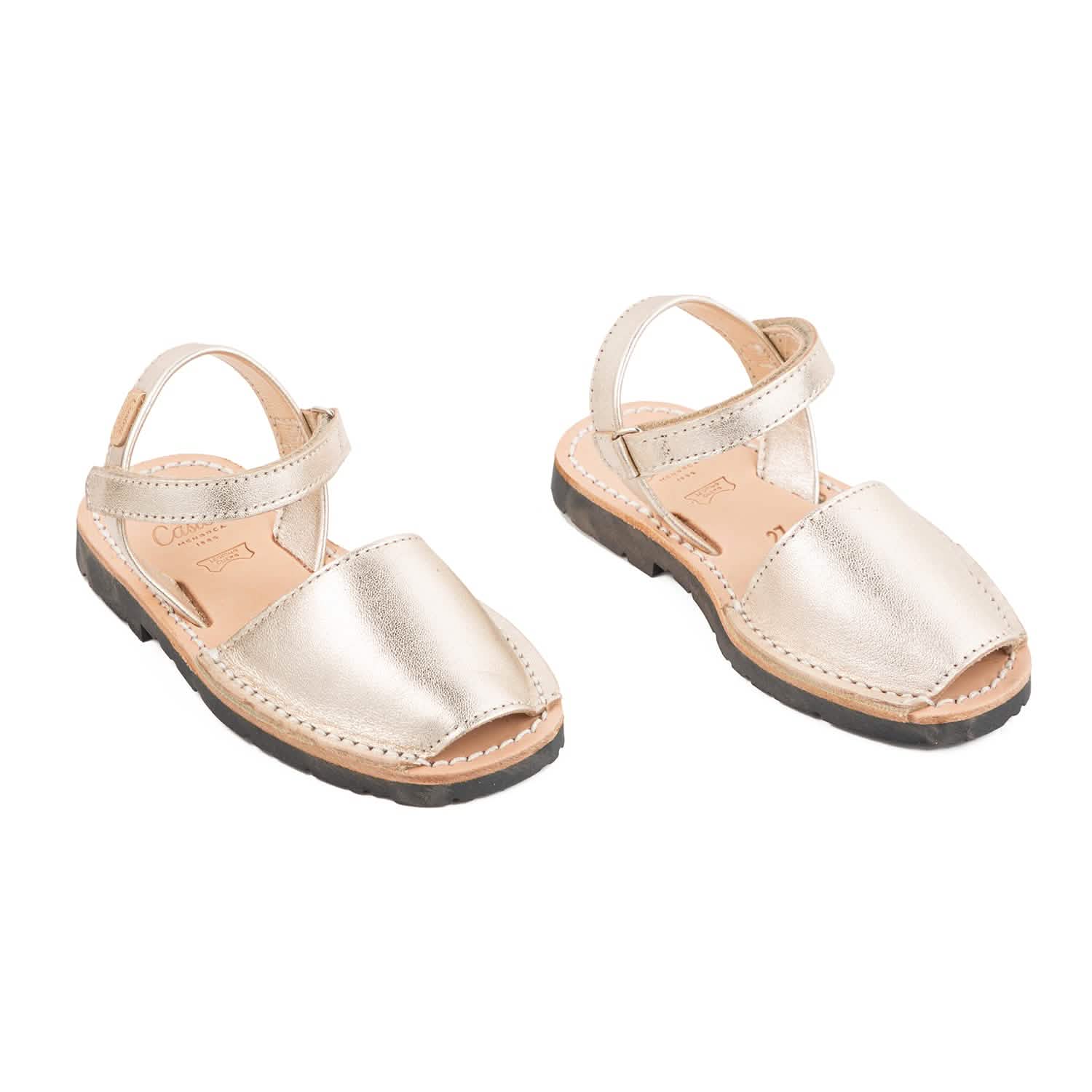 IKER 1002 Metallic Leather Menorcan Sandals for Kids - Comfortable & Stylish Summer Shoes for Beach, Pool & Outdoor Play
