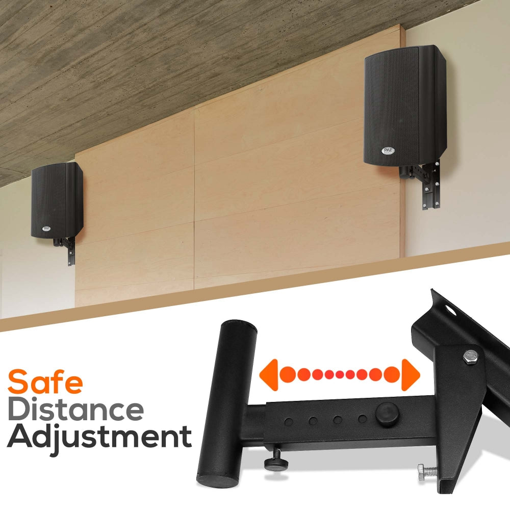Heavy Duty Dual Wall Mount Speaker Brackets - Adjustable Pair for Home Theater, Bookshelf & Surround Sound Speakers - Perfect for Living Room, Studio & Office Setup
