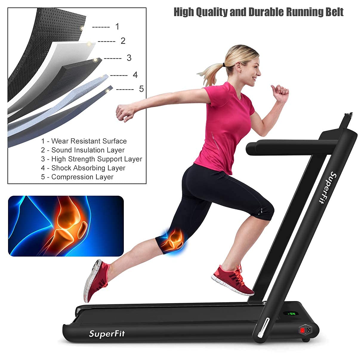 GYMAX 2.25HP Foldable Walking Pad Treadmill with Smart App, Remote Control & Bluetooth - Under Desk Portable Running Machine for Home Office - Compact Fitness Equipment for Small Spaces (Ideal for Workouts, Home Gym & Office Exercise)