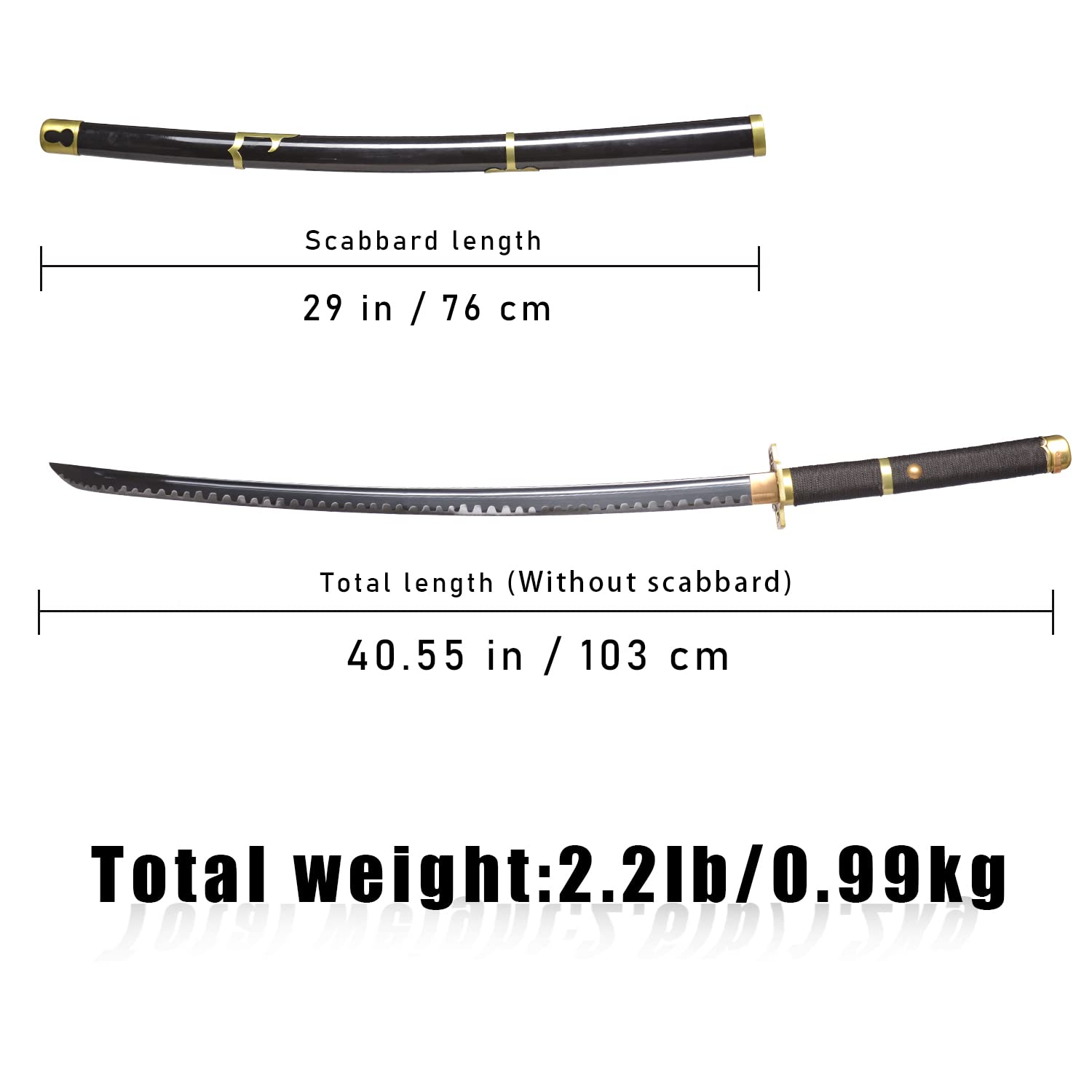 Hand-Forged Roronoa Zoro Katana Sword - Anime Cosplay Replica with Sharp Blade (Kitetsu, Wado Ichimonji, Shusui, Yubashiri, Yama Enma) | Full Tang 1045 Medium Carbon Steel | Includes Display Stand | Perfect for Cosplay, Collectors & Martial Arts Training