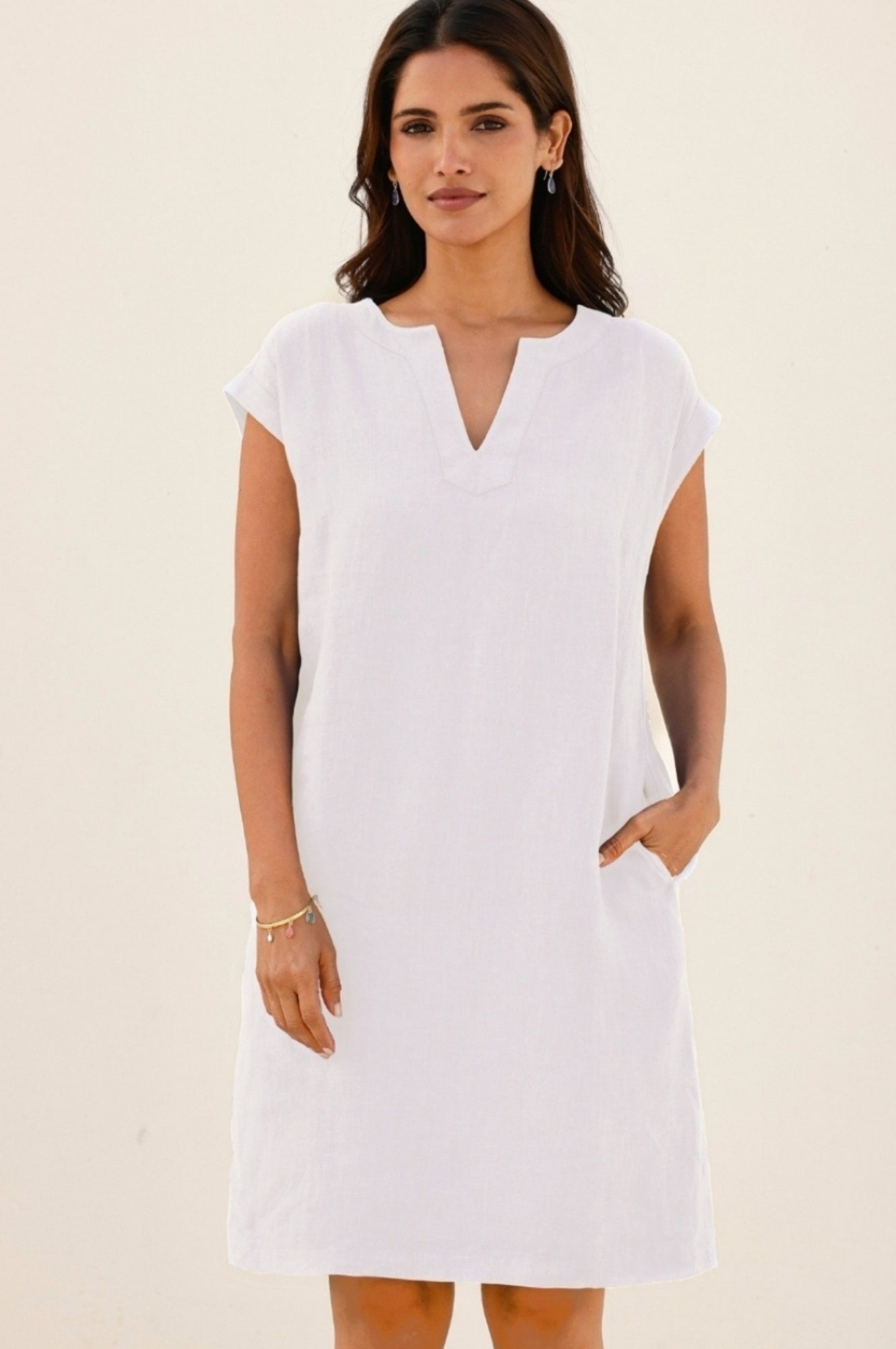 Dori Linen Dress for Women - Breathable White Summer Maxi Dress | Perfect for Beach Vacations, Brunch Dates & Casual Outings