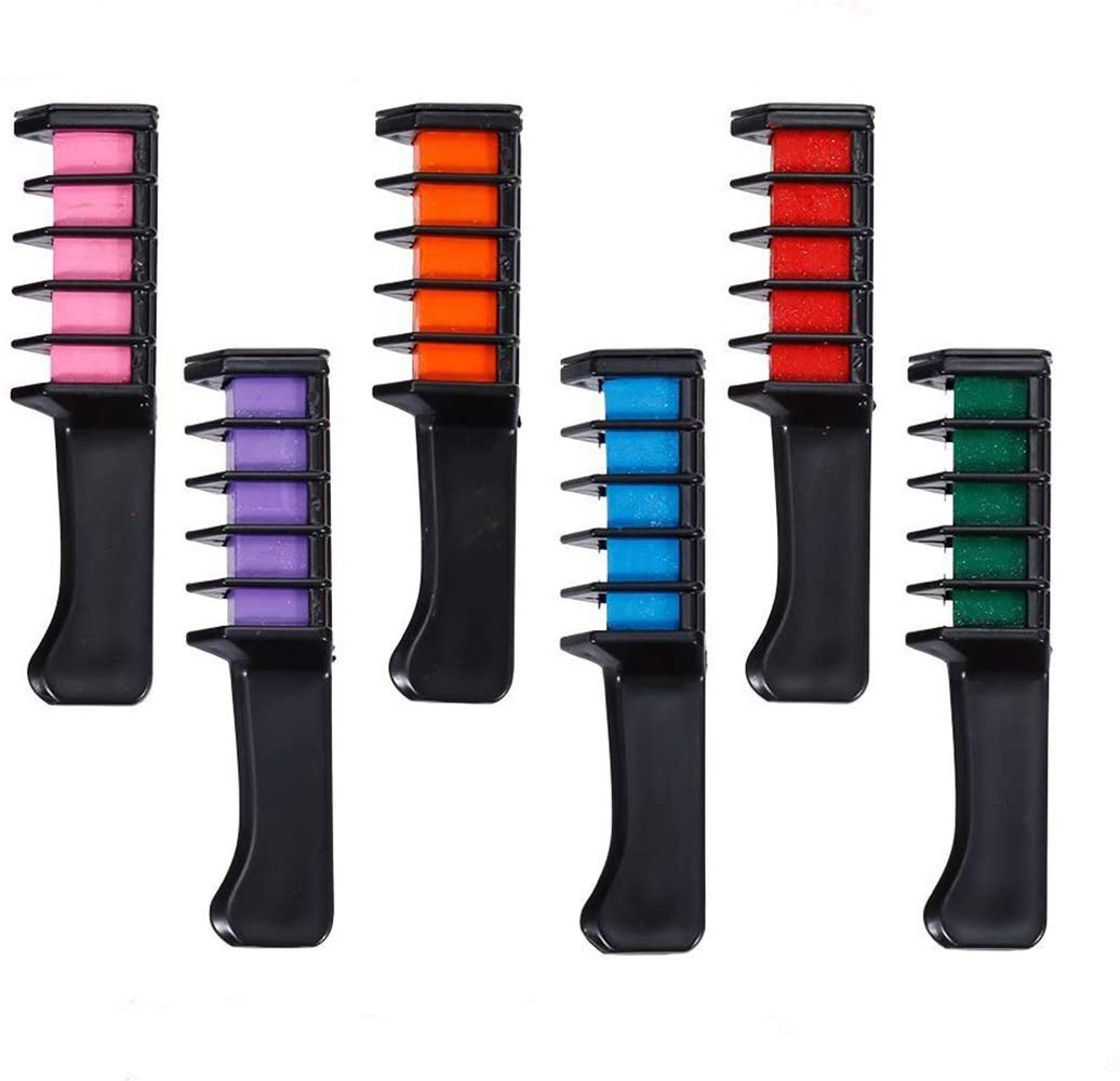 YMZ 6-Piece Disposable Hair Chalk Comb Set - Non-Toxic Temporary Hair Color for Kids & Adults | Perfect for DIY Hair Dyeing, Parties, Halloween, Christmas & Cosplay Costumes