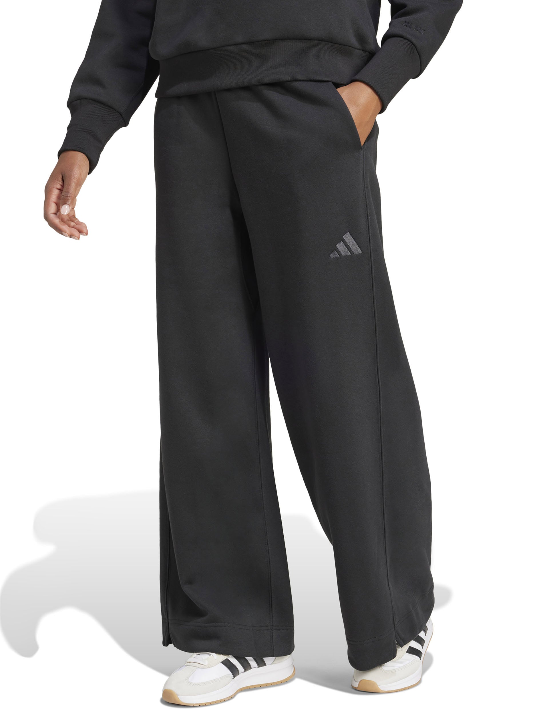 ALL SZN Fleece Loose Wide Leg Pants for Women - Soft & Comfortable Winter Lounge Pants - Black Casual Sweatpants for Home, Yoga, and Relaxation
