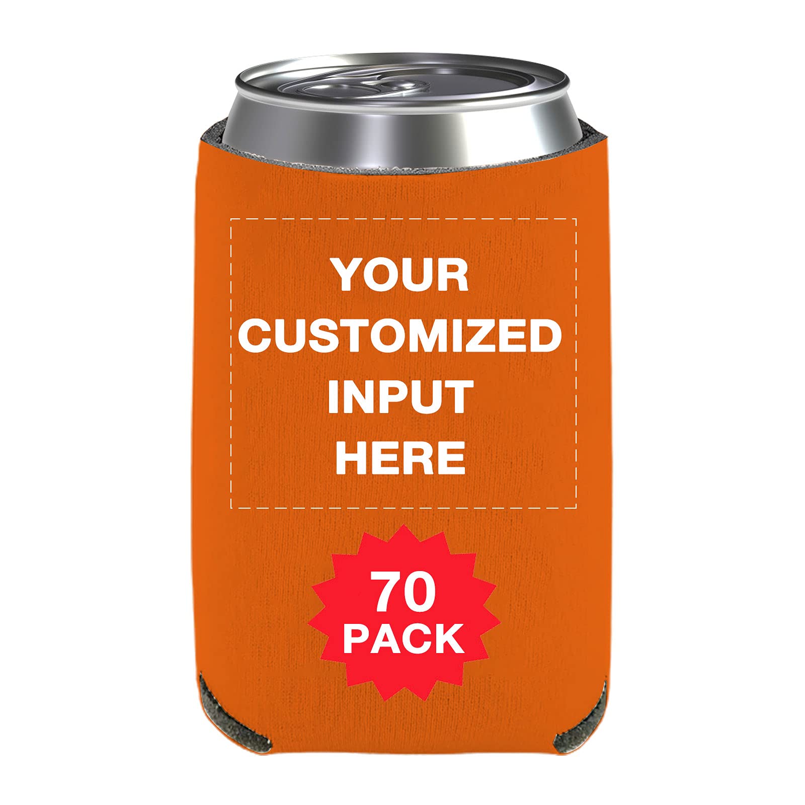 Custom Printed Can Coolers 70-Pack - Personalized Beer Sleeves with Photo/Logo - Bulk Insulated Beverage Holders for Weddings, Fishing, Picnics & Outdoor Parties