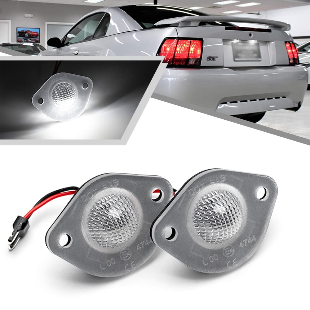 2Pcs LED License Plate Lights for Ford Mustang 1994-2004 - High Power SMD Xenon White LED Bulbs, Error Free, Easy Installation - Perfect for Night Driving & Car Customization