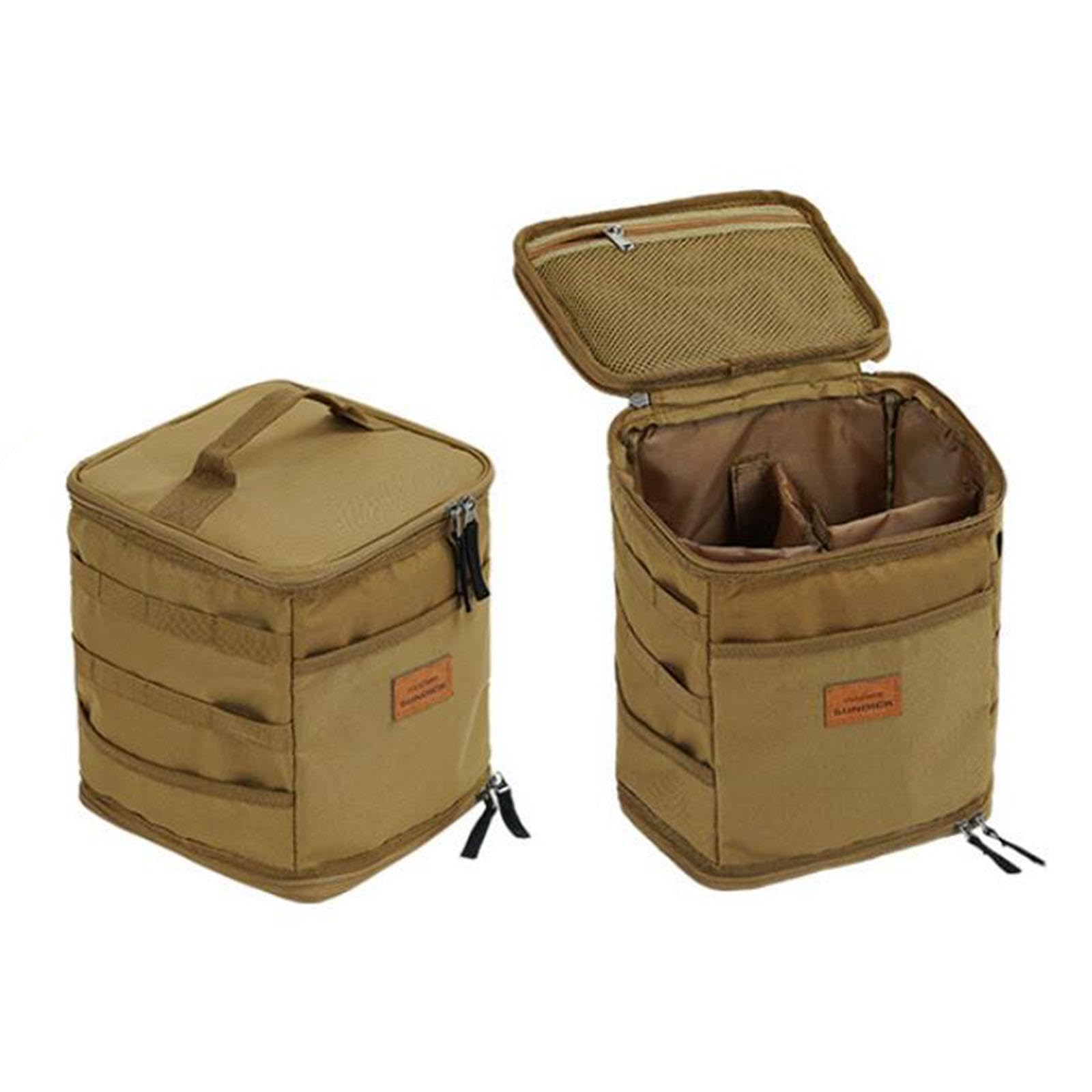 Portable Picnic & Camping Tote Bag - Khaki Storage for Backpacking & Outdoor Trips