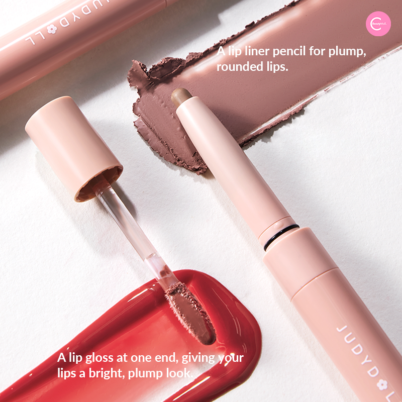 Judydoll True Plump Dual Ended Lip Liner & Gloss Pen - Waterproof Long Lasting Lipstick for Everyday Makeup, Date Night & Special Occasions