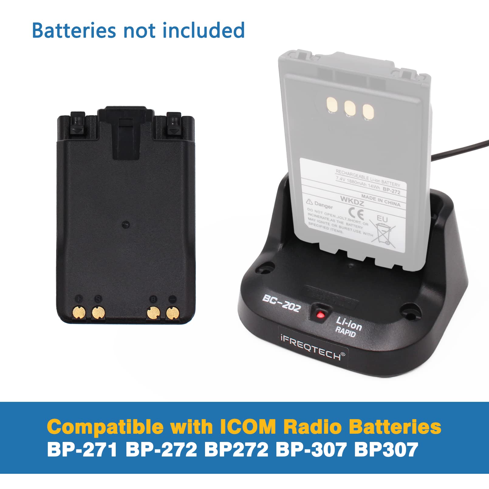ICOM ID-51A ID-51E ID-52 ID-52A ID-52E ID-31 ID-31A ID-31E IC-705 Rapid Battery Charger with BP-272 BP-271 BP-307 Compatibility - Fast Charging for Ham Radio Enthusiasts & Emergency Communication