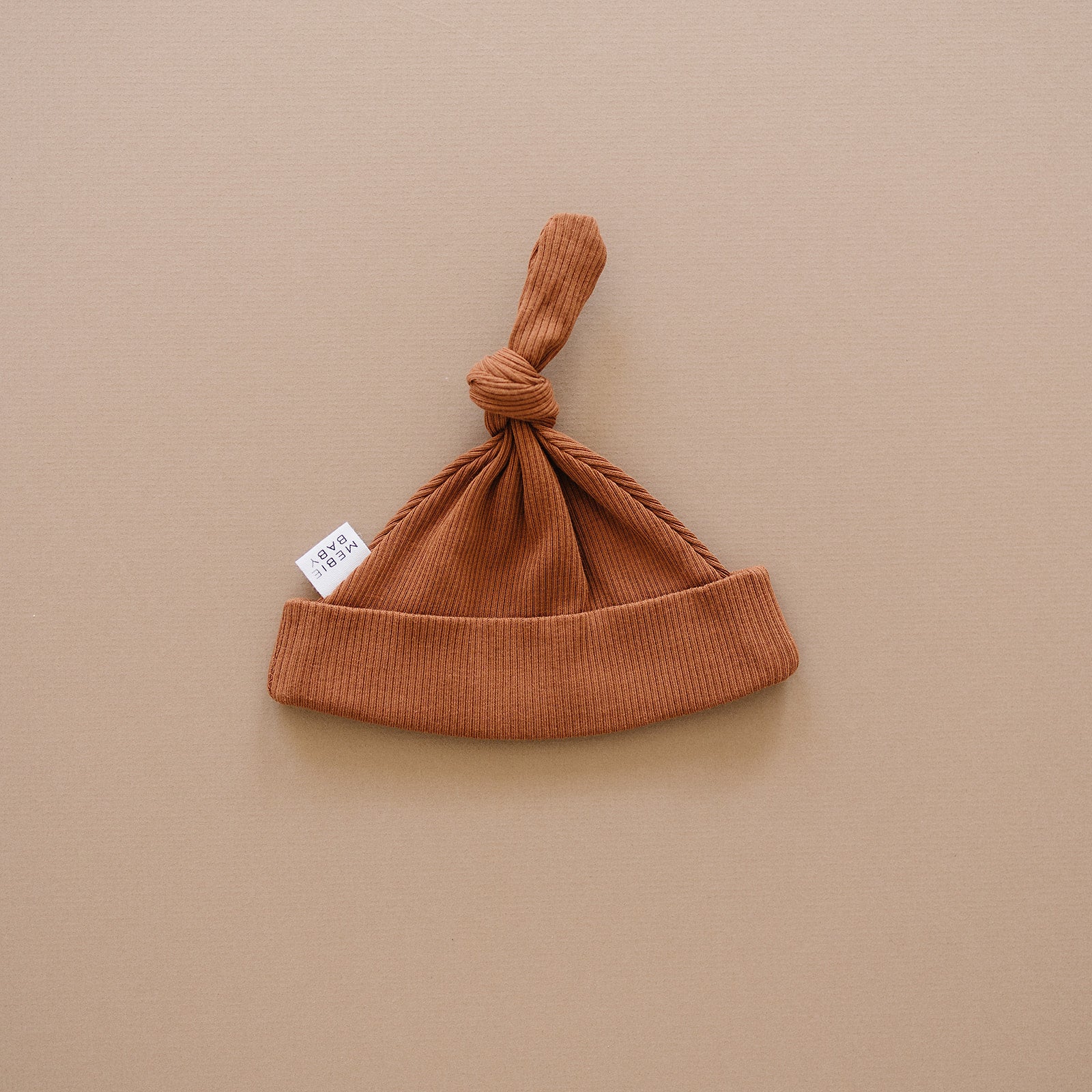 Organic Rust Ribbed Newborn Knot Hat - Soft Cotton Baby Beanie for Newborns & Infants - Perfect for Photoshoots, Gifts & Winter Outfits