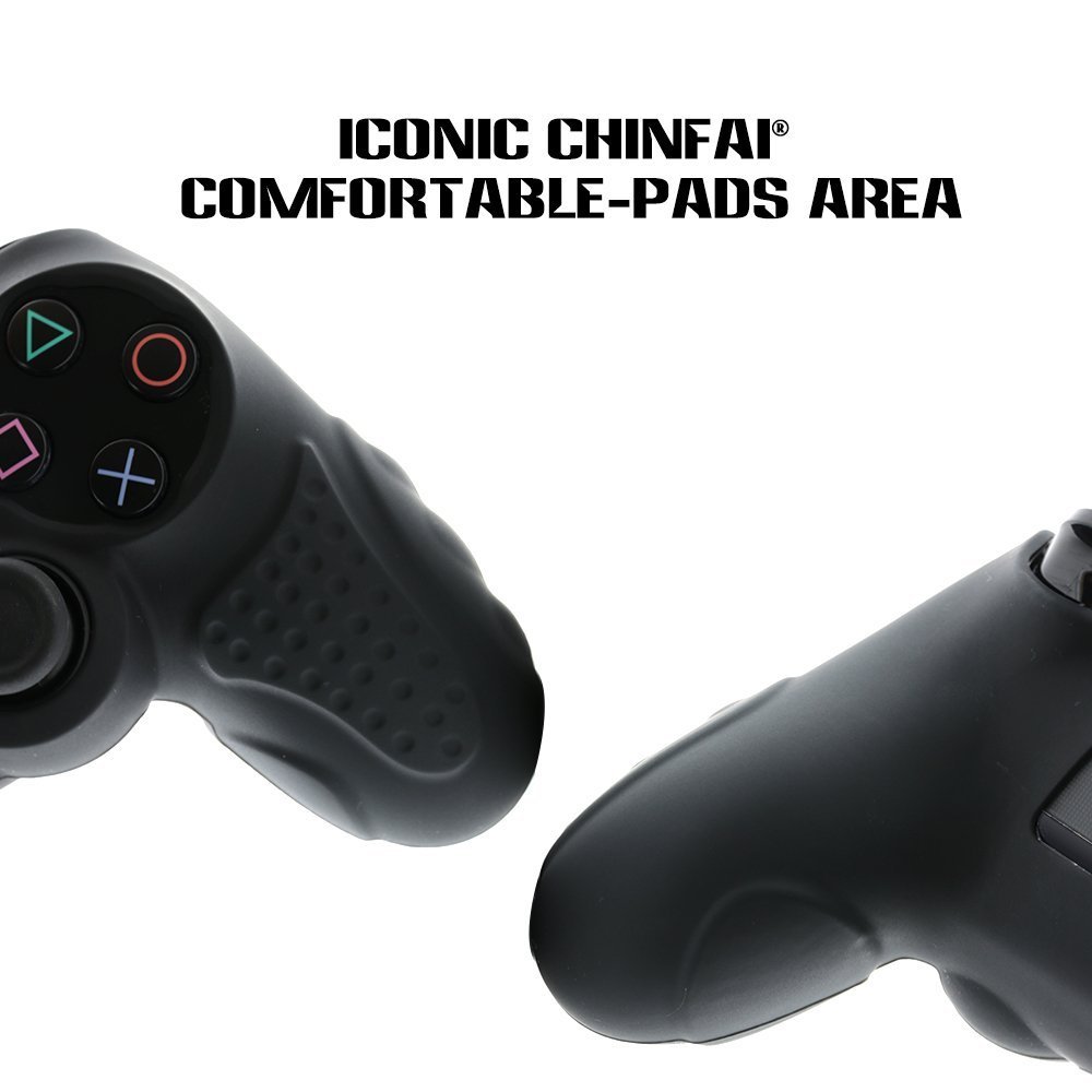 Premium Anti-Slip Silicone Cover for Sony PS4 Controller - DualShock 4 Skin Grip Protector Case Compatible with PS4/PS4 Slim/PS4 Pro (Includes 8 Thumb Grips) - Black - Perfect for Gaming, Protection & Enhanced Grip During Intense Gameplay