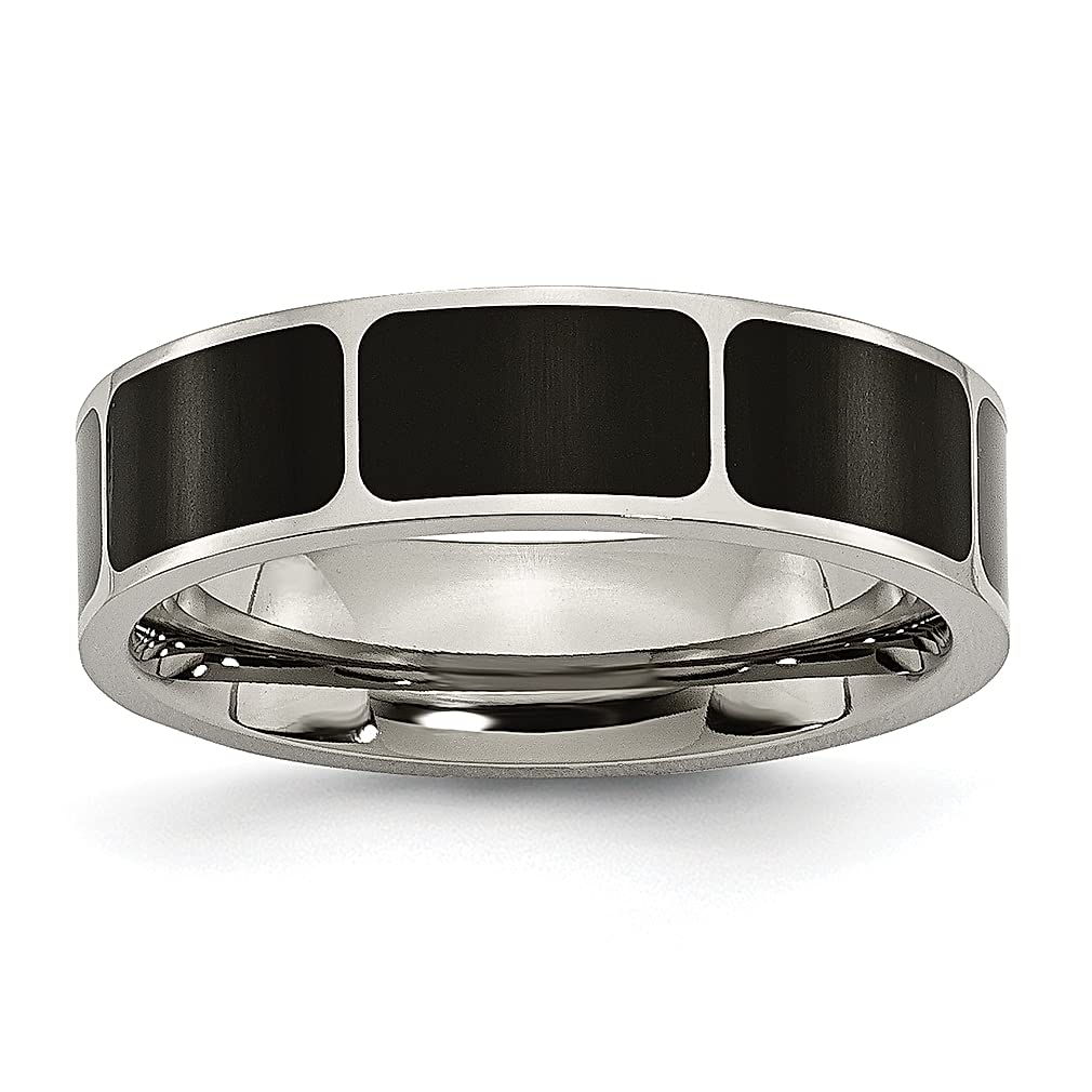 ICE CARATS 6mm Titanium Black Band Ring for Men - Wedding, Fashion Jewelry, Gift for Dad, Husband & Boyfriend - Perfect for Anniversaries, Engagements & Special Occasions