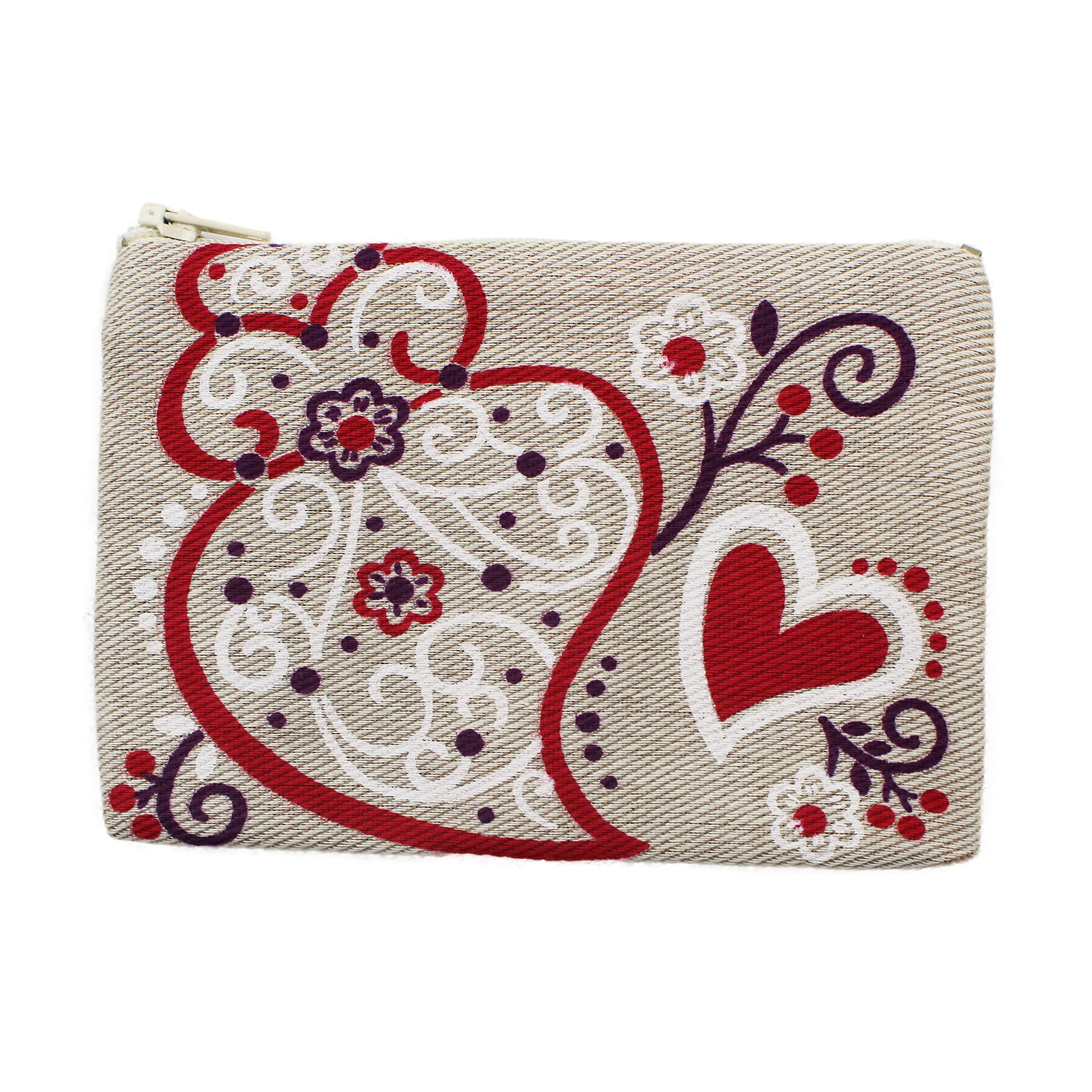 Mini Viana Hearts Zipper Pouch - Cute Cosmetic Bag for Makeup, Travel & Daily Essentials - Perfect Organizer for Toiletries, Jewelry & Small Accessories (Ideal for Travel, Gym & School)