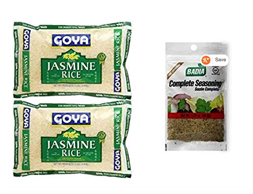 Premium Goya Thai Jasmine White Rice 2lb (Pack of 2) with Complete Seasoning 49.6g - Authentic Thai Fragrant Rice for Asian Cooking, Meal Prep & Family Dinners