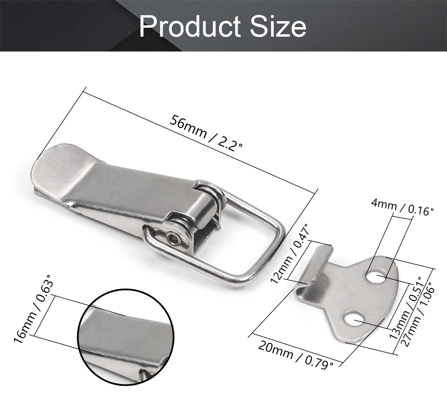 MroMax 2PCS Spring-Loaded Toggle Latch - 2.2