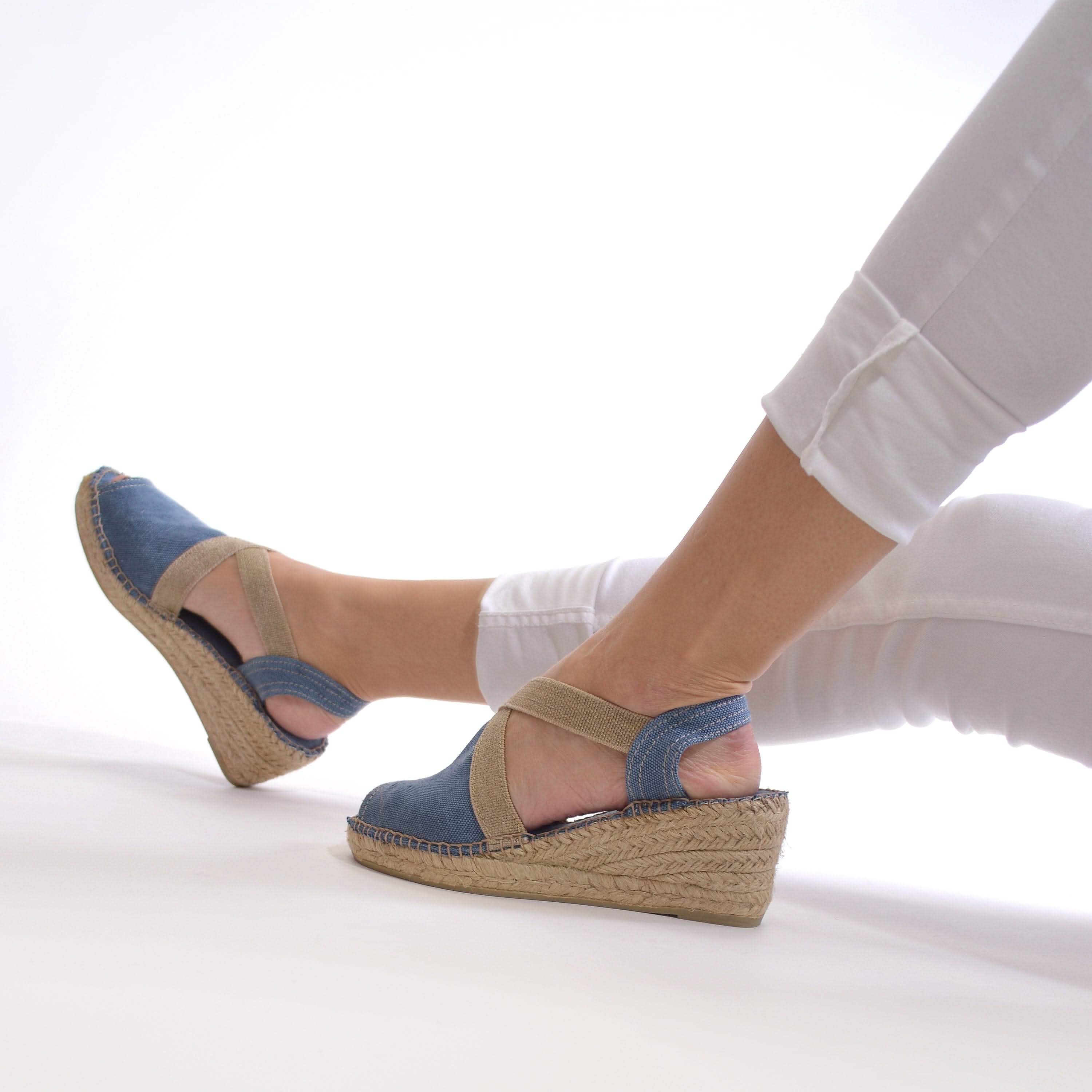 Women's Plain Canvas Wedge Espadrille Shoes - Breda V Comfortable Summer Casual Flats for Beach, Vacation & Everyday Wear