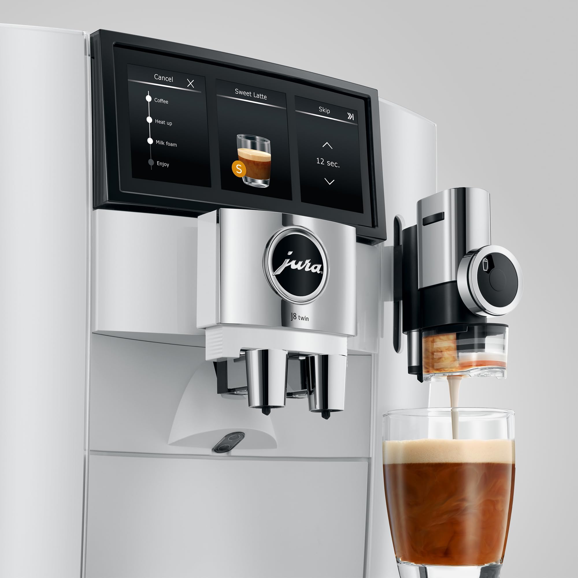 Jura J8 Twin Diamond White Automatic Coffee Machine - Premium Espresso & Coffee Maker for Home & Office - Perfect for Entertaining & Daily Brewing