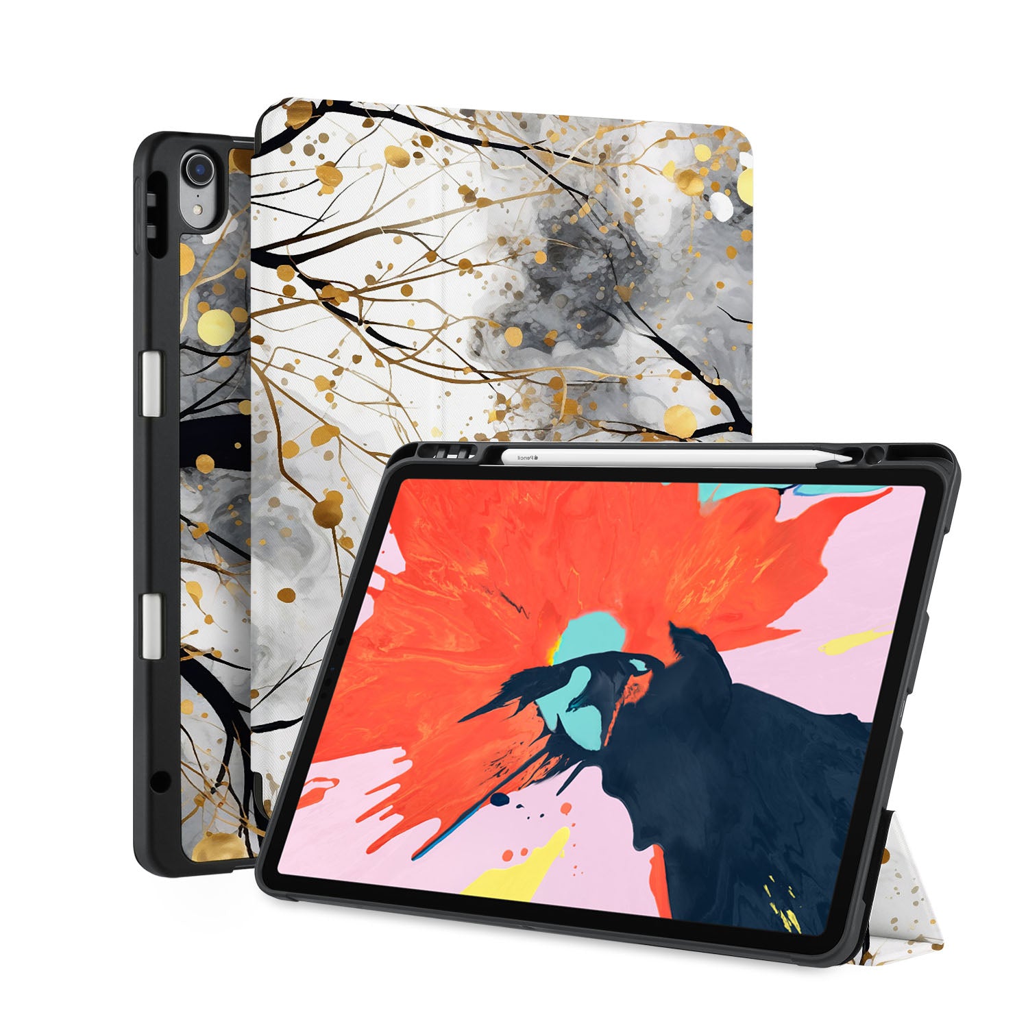 Premium iPad Trifold Case with Elegant Floral Design - Slim Protective Cover for iPad Air/Pro (6th/5th/4th Gen) | Perfect for Work, Travel & Home Use