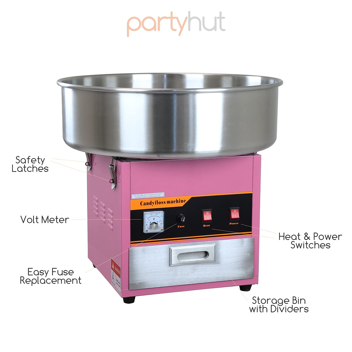 Commercial Cotton Candy Machine for Parties - Large Pink Candy Floss Maker for Events, Carnivals & Home Use
