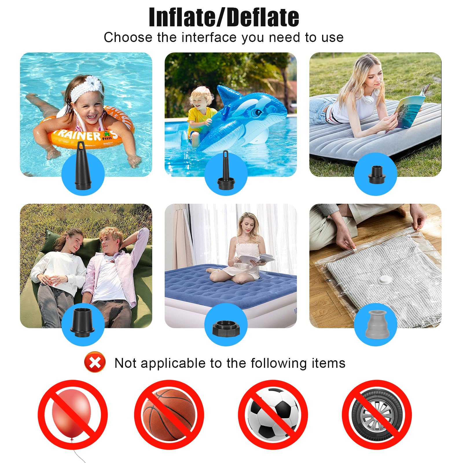 Portable Air Pump 4.5Kpa - Mini Rechargeable Electric Pump for Inflatable Mattress, Boat, Pool Floats & Vacuum Bags - 4000mAh Battery with LED Light - Fast Inflation & Deflation - Perfect for Camping, Travel & Home Storage