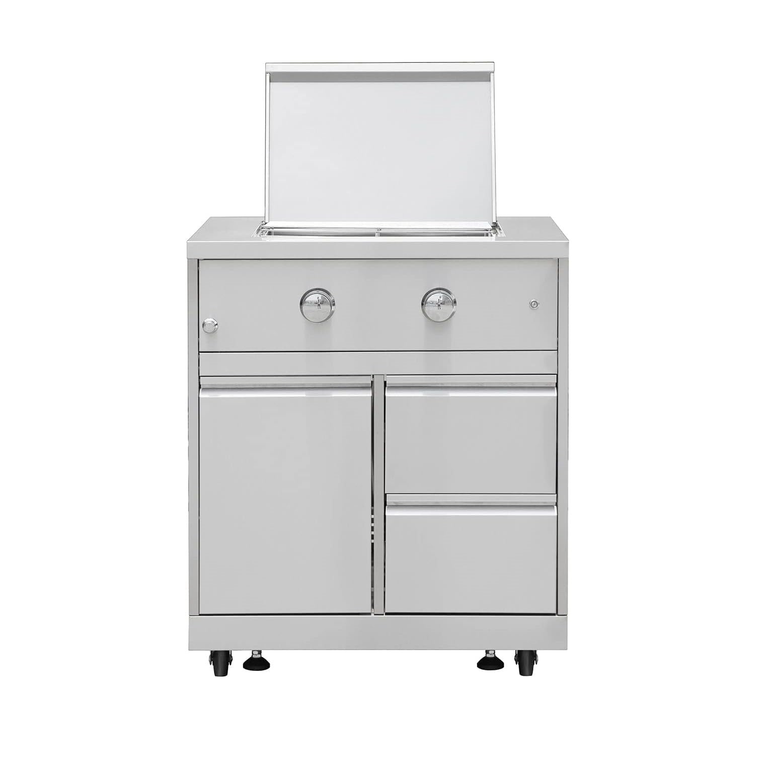 SINDA 6-Piece Stainless Steel Modular Outdoor Kitchen Set with Pizza Oven, 4-Burner BBQ Grill, Refrigerator & Side Burner - Perfect for Backyard Entertaining & Outdoor Cooking (127 1/8