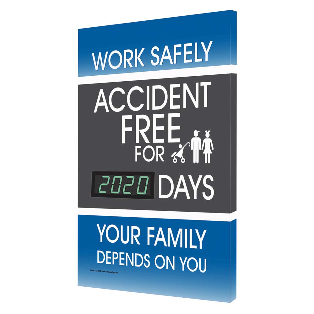 Workplace Safety Scoreboard - 28 x 20 Inch Aluminum Digital Sign | Track Accident-Free Days | OSHA Compliant Safety Signs for Factories & Warehouses | Made in USA | Durable Industrial Warning Signs for Construction Sites & Manufacturing Plants