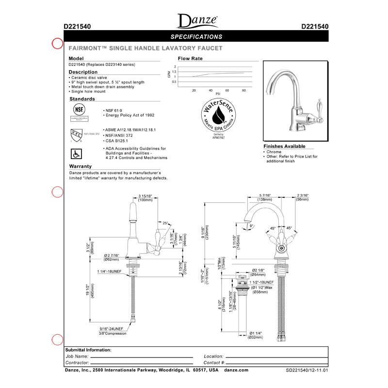 Danze Fairmont Oil Rubbed Bronze Single Handle Bathroom Centerset Faucet - Perfect for Modern Vanities and Powder Rooms