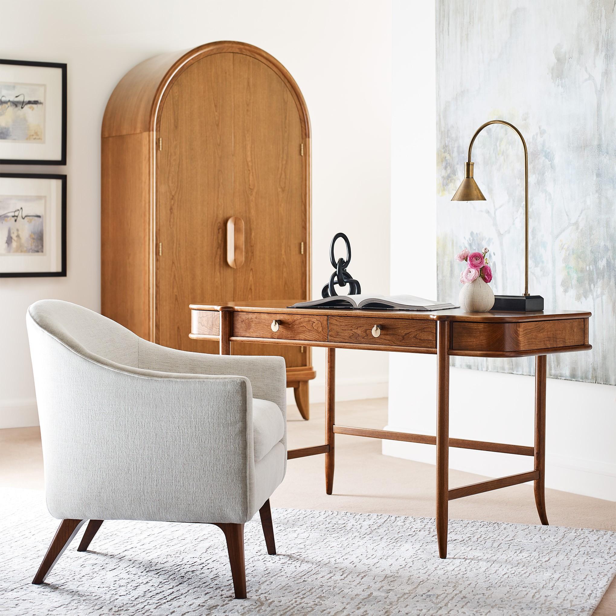 Martine Arched Bar Cabinet - Modern Wooden Liquor Storage with Glass Doors & LED Lighting - Perfect for Home Bar, Dining Room, or Living Room Decor