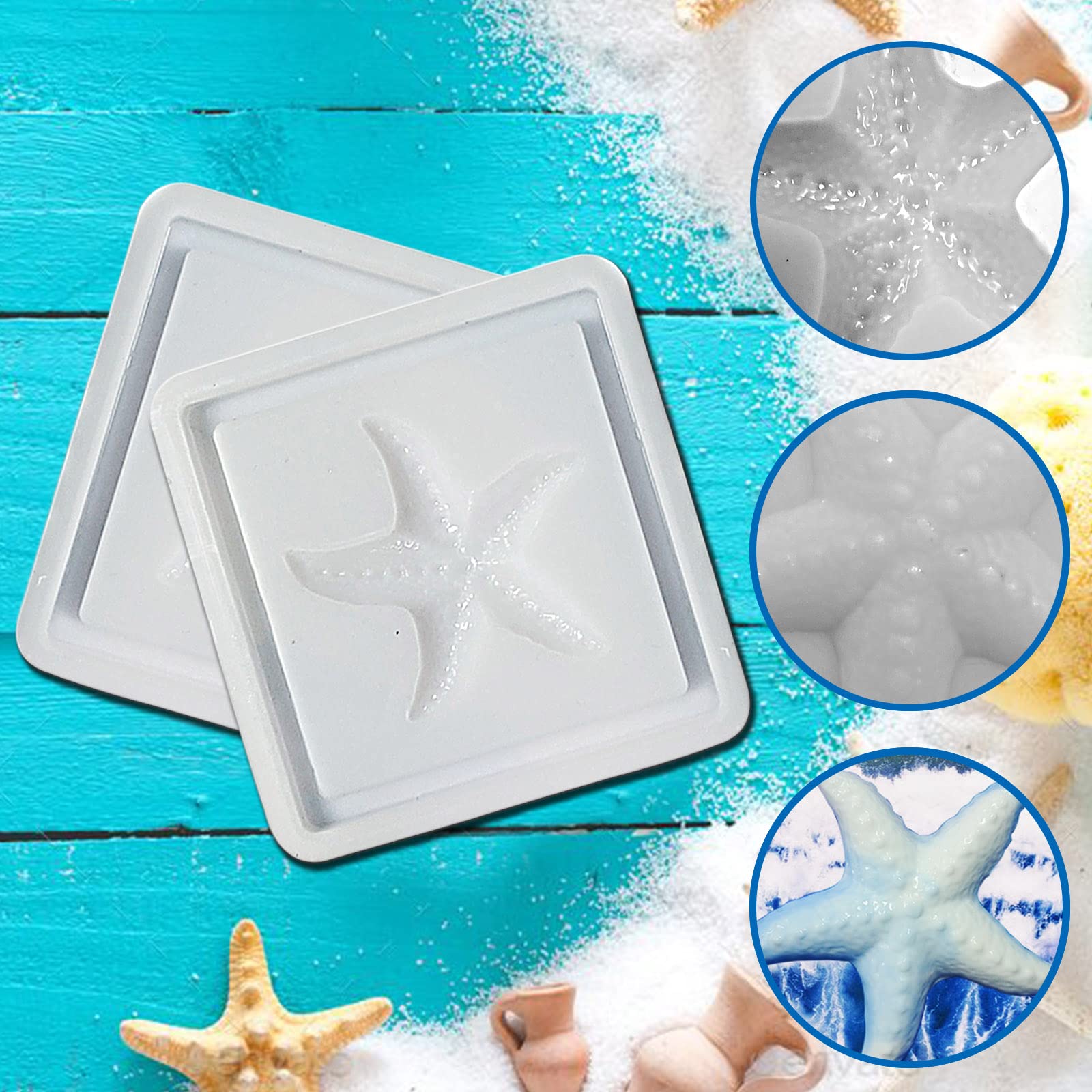 3D Ocean Theme Silicone Molds Set - 3 Pack Seashell, Starfish & Conch Resin Casting Molds for DIY Epoxy Crafts, Beach Decor, Bathroom Wall Art | Perfect for Coastal Home Decor, Gift Making & Nautical-Themed Displays