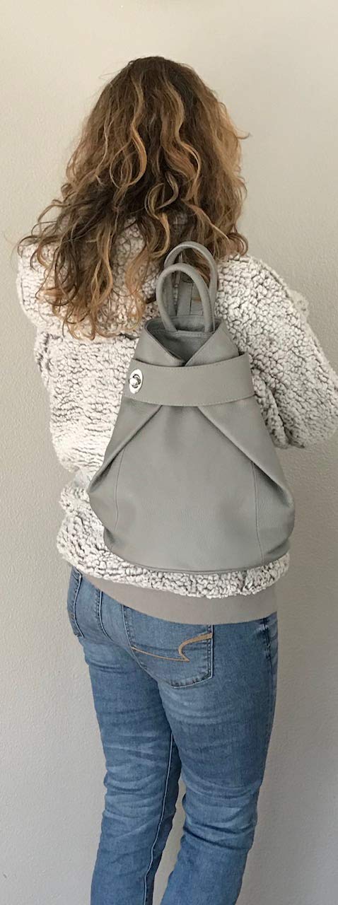 Stella Convertible Leather Backpack Purse for Women - Stylish Travel Tote Bag with Adjustable Straps, Grey - Perfect for Work, School & Weekend Getaways