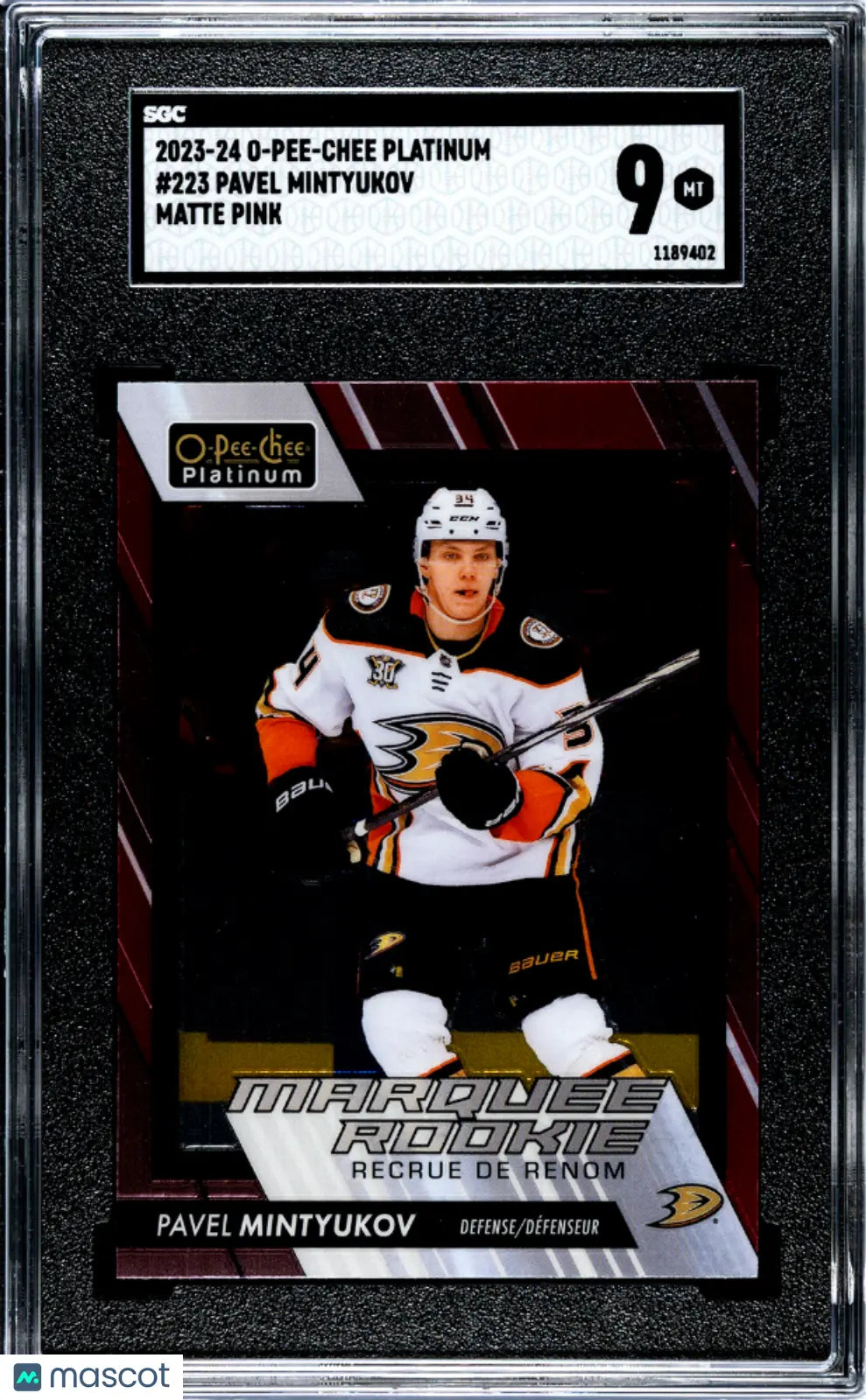 2023 O Pee Chee Platinum Pavel Mintyukov Marquee Rookie Matte Pink Hockey Card - SGC 9 Graded - Perfect for Collectors & Sports Memorabilia Enthusiasts