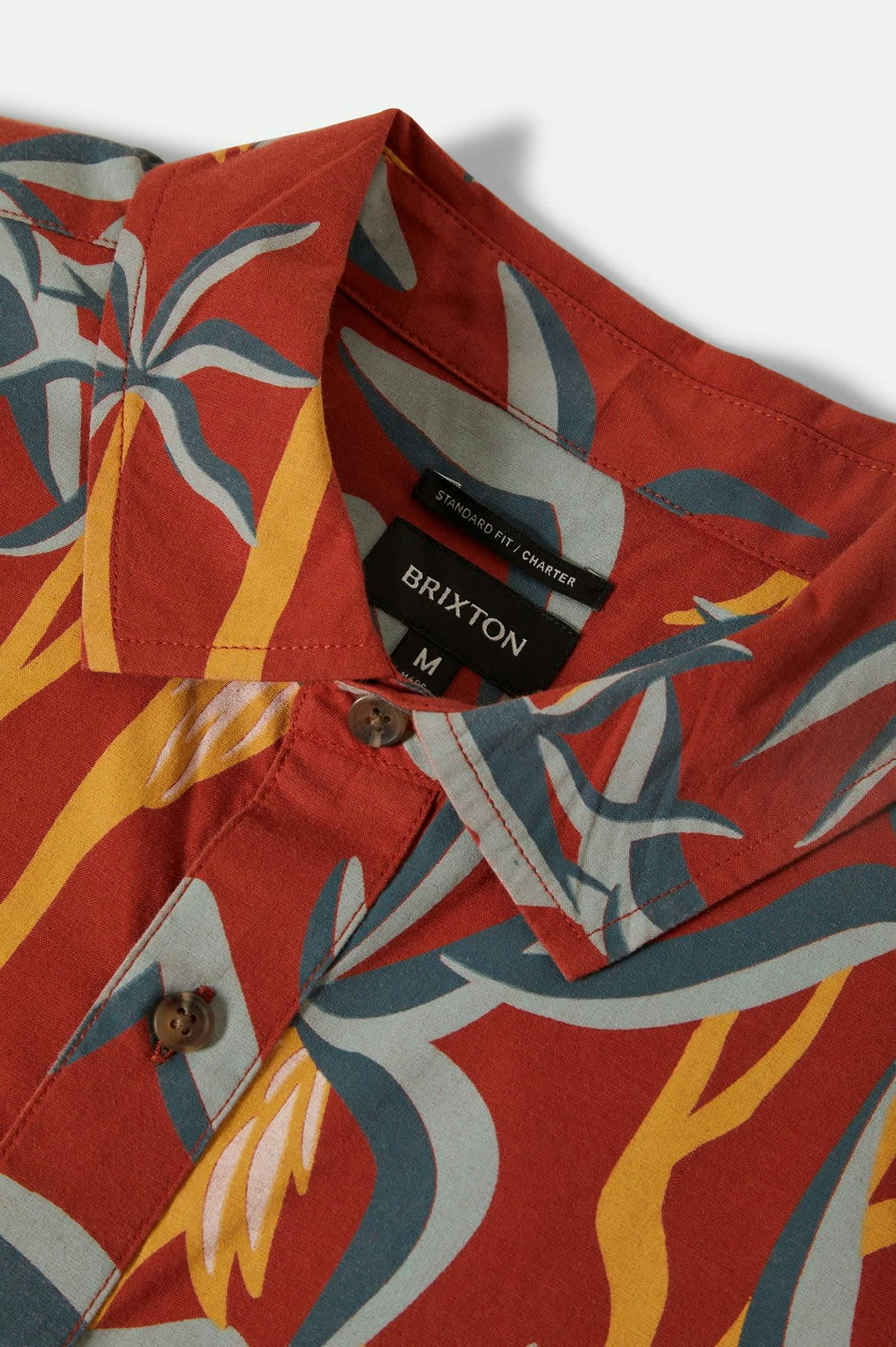 Charter Print Short Sleeve Shirt - Dark Red Scenic Trip Design | Casual Summer Tops for Men | Perfect for Travel, Vacation & Outdoor Adventures