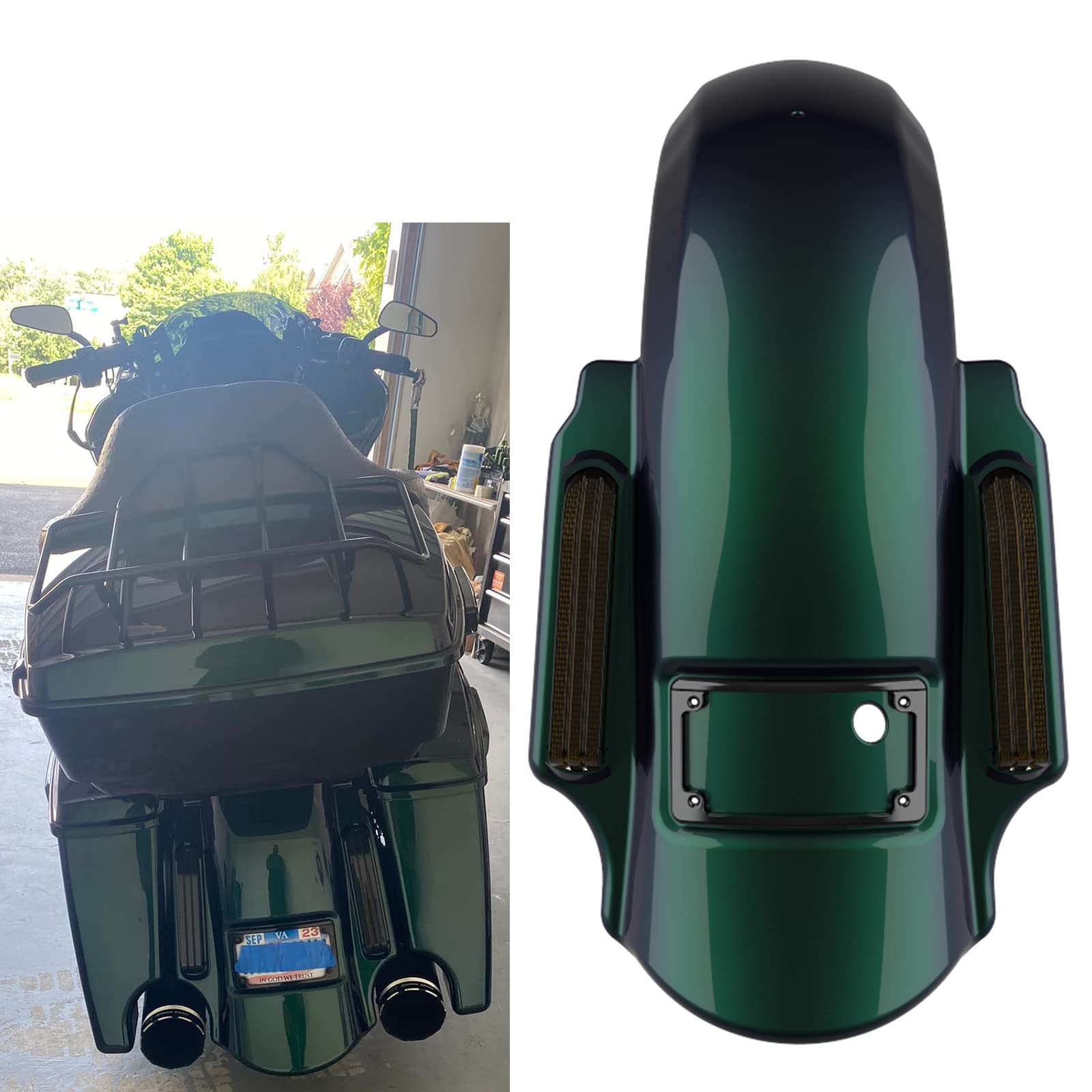 Dominator Fender for Harley Davidson Touring FLH (2014+) - Black Snake Venom Smoked Lens with License Plate Holder | Perfect for Custom Motorcycle Upgrades & Road Trips