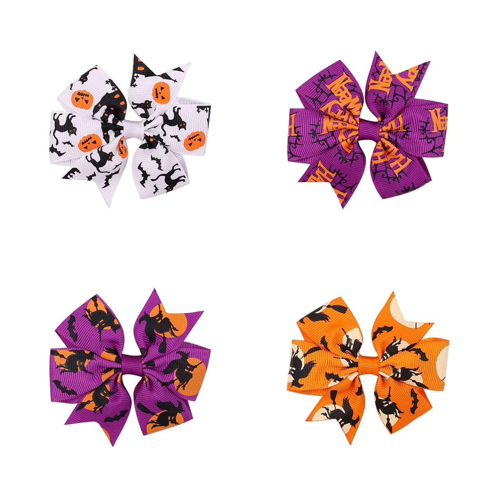 4Pcs Girls Hair Bows - Cute Ribbon Clips for Halloween, Graduation & Party Accessories - Perfect for Kids, Toddlers & Baby Girls Hair Decorations (2022 Collection) - Great for Costumes, School Events & Photo Shoots