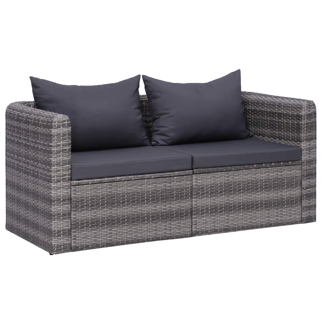 vidaXL 2-Piece Patio Corner Sofa Set - Outdoor Furniture with Gray Poly Rattan, Comfortable Cushions & Removable Covers - Easy Assembly for Patio, Backyard & Garden - Perfect for Outdoor Relaxation & Entertaining