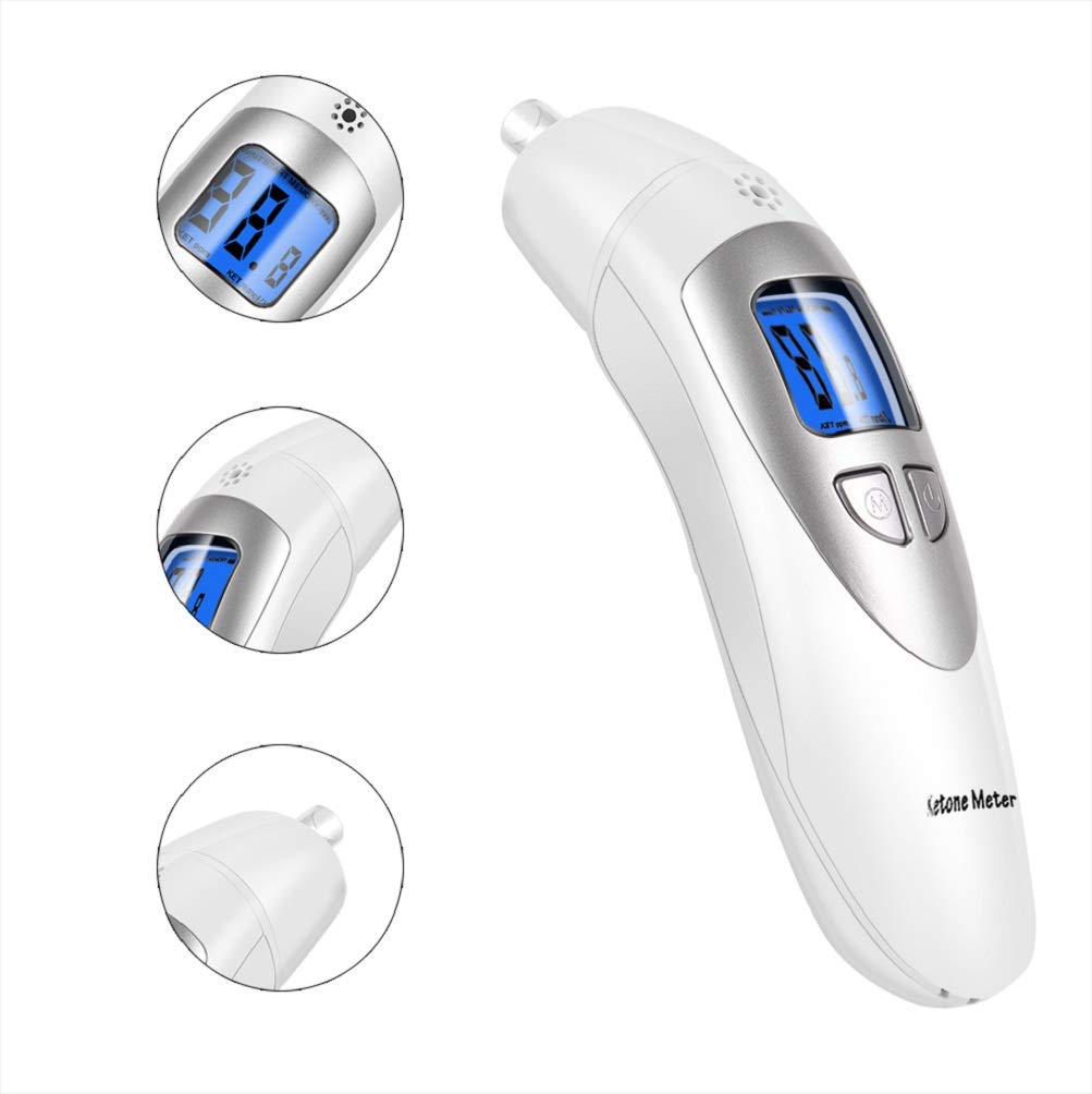 Ketone Breathalyzer for Ketosis Testing - Portable Ketogenic Breath Analyzer with 10 Disposable Mouthpieces (White) | Perfect for Keto Diet, Weight Loss & Fitness Tracking