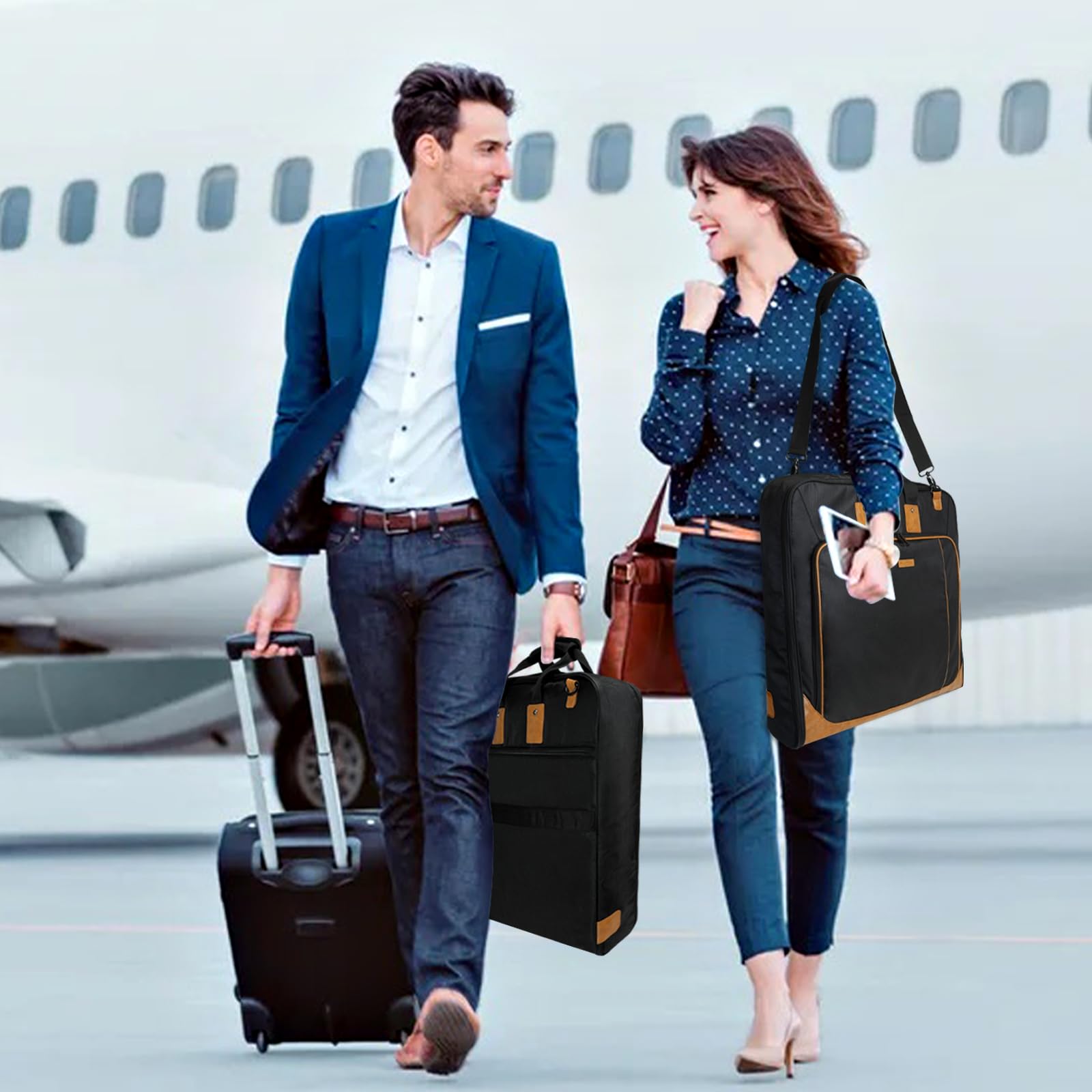 Premium Leather Garment Bag for Travel - Large Waterproof Carry On Suit Bag with Shoulder Strap | Hanging Business Suitcase for Men & Women | Perfect for Business Trips, Weddings & Formal Events