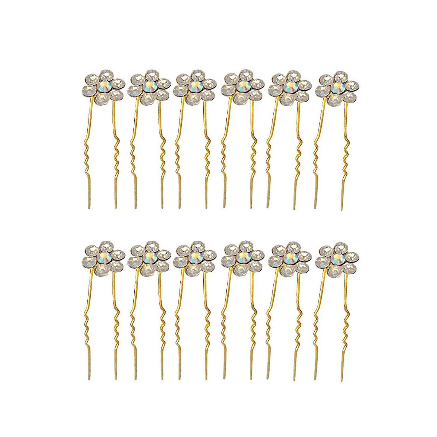 BOXO Golden Juda Pins Diamond Hair Styling Pins - 12 Pack for Wedding, Prom & Special Occasions - Secure Hair Accessories for Updos & Braids