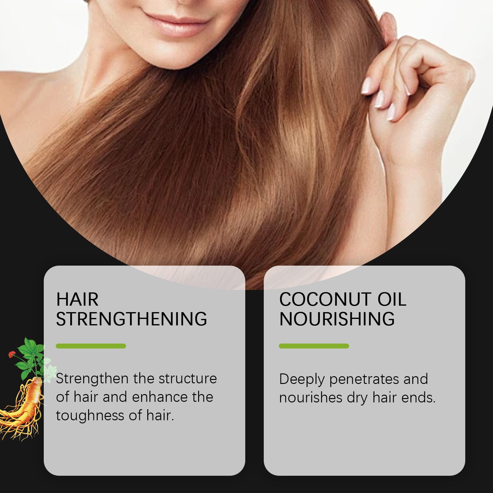 Organic Ginseng Hair Mask for Dry Damaged Hair - Deep Conditioning Treatment with Nourishing & Restorative Formula - Moisturizes Repairs & Adds Shine - 2 Pack for Salon-Quality Hair Care at Home
