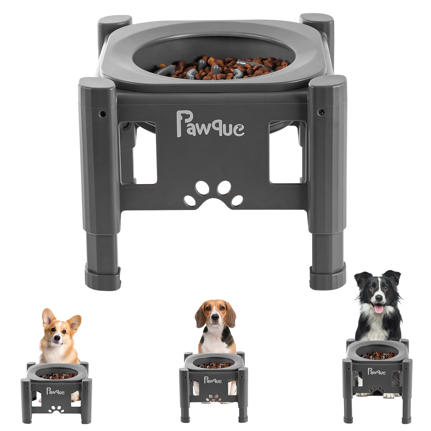 Elevated Slow Feeder Dog Bowl with Adjustable Stand (3 Heights 6.1