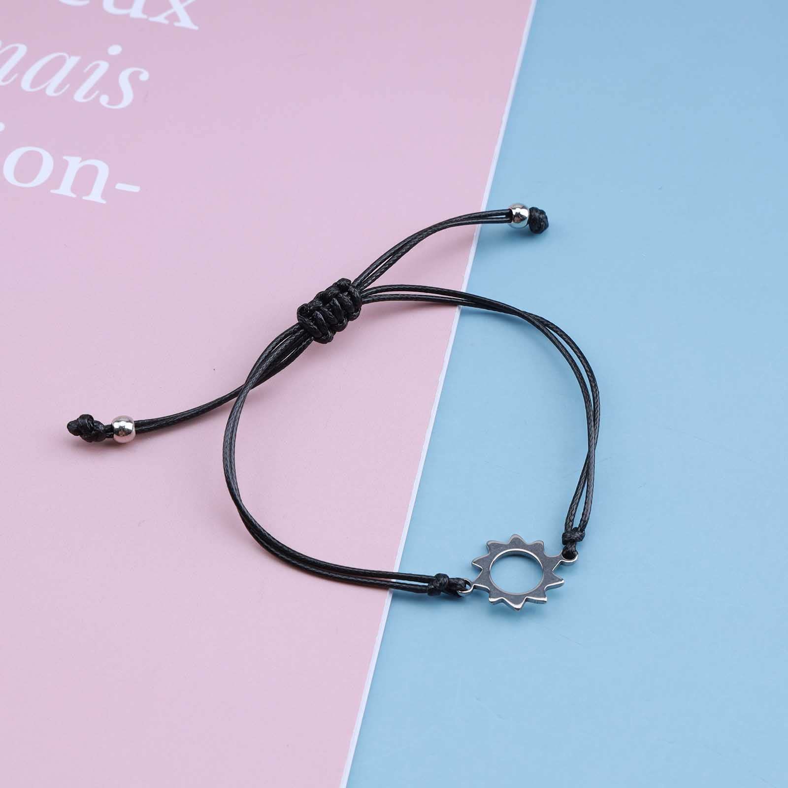 Bohemian Sun Anklet - Adjustable Black Woven Rope Ankle Bracelet with Silver Sunshine Chain | Summer Beach Jewelry for Women | Perfect for Boho Style, Vacations, Music Festivals & Gifts