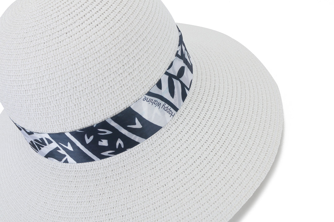 Orchid White Tapa Navy Hat for Women - Stylish Summer Sun Hat for Beach, Outdoor, and Travel Accessories