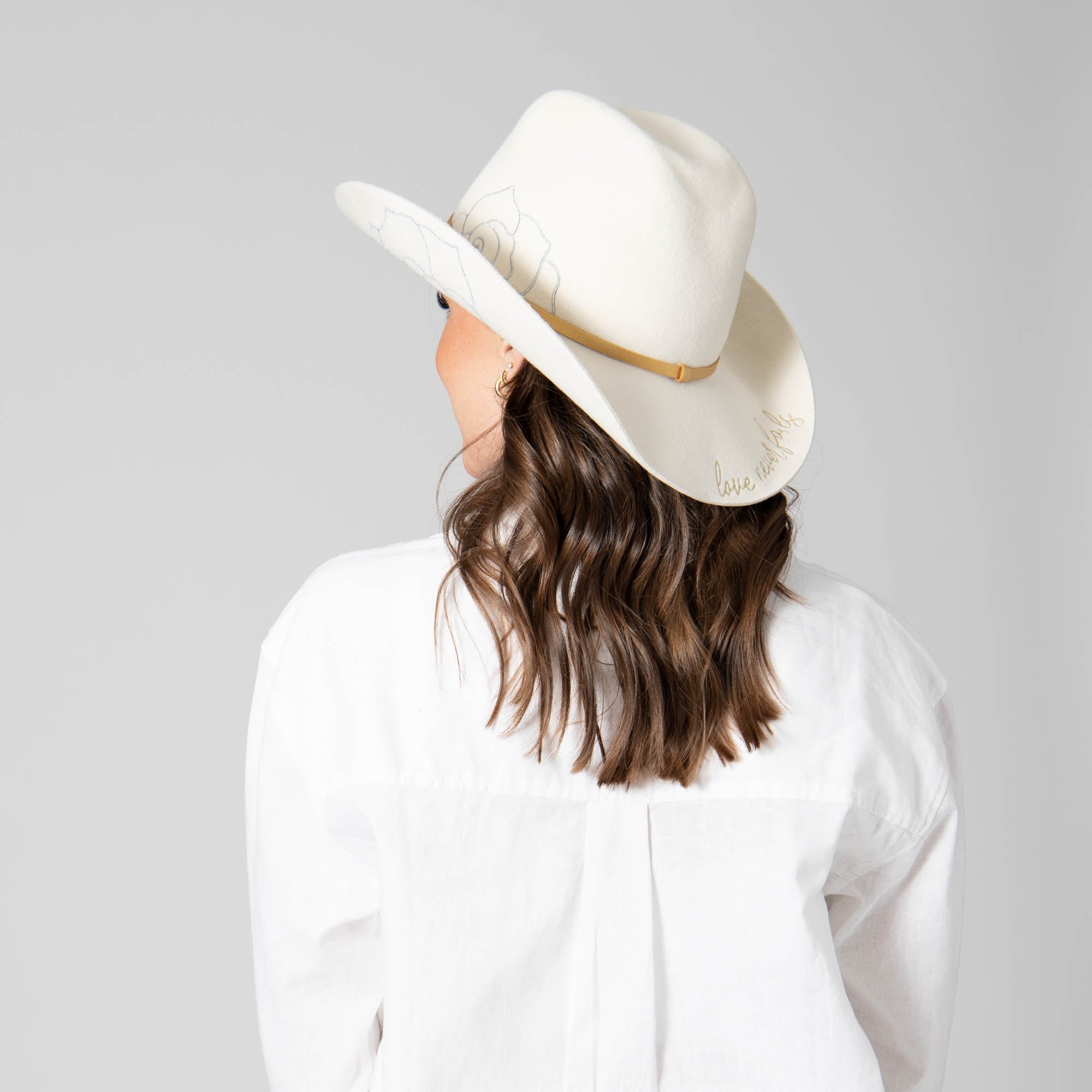 Love Never Fails Women's Embroidered Rose Felt Cowboy Hat - Perfect for Western Fashion, Country Music Festivals & Rodeo Events