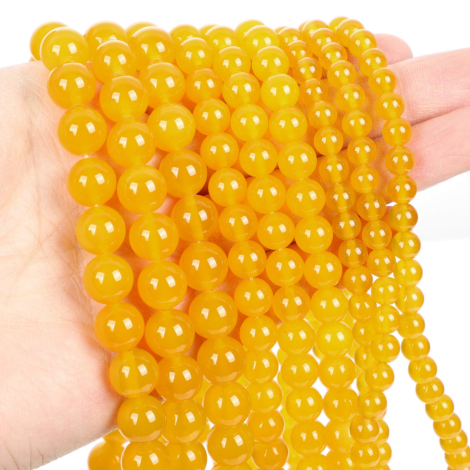 38pcs 10mm Yellow Agate Natural Stone Beads - Unpolished Smooth Round Loose Gemstone Strand for DIY Jewelry Making, Healing Energy Stones | Great for Necklaces, Bracelets, Meditation & Spiritual Crafts