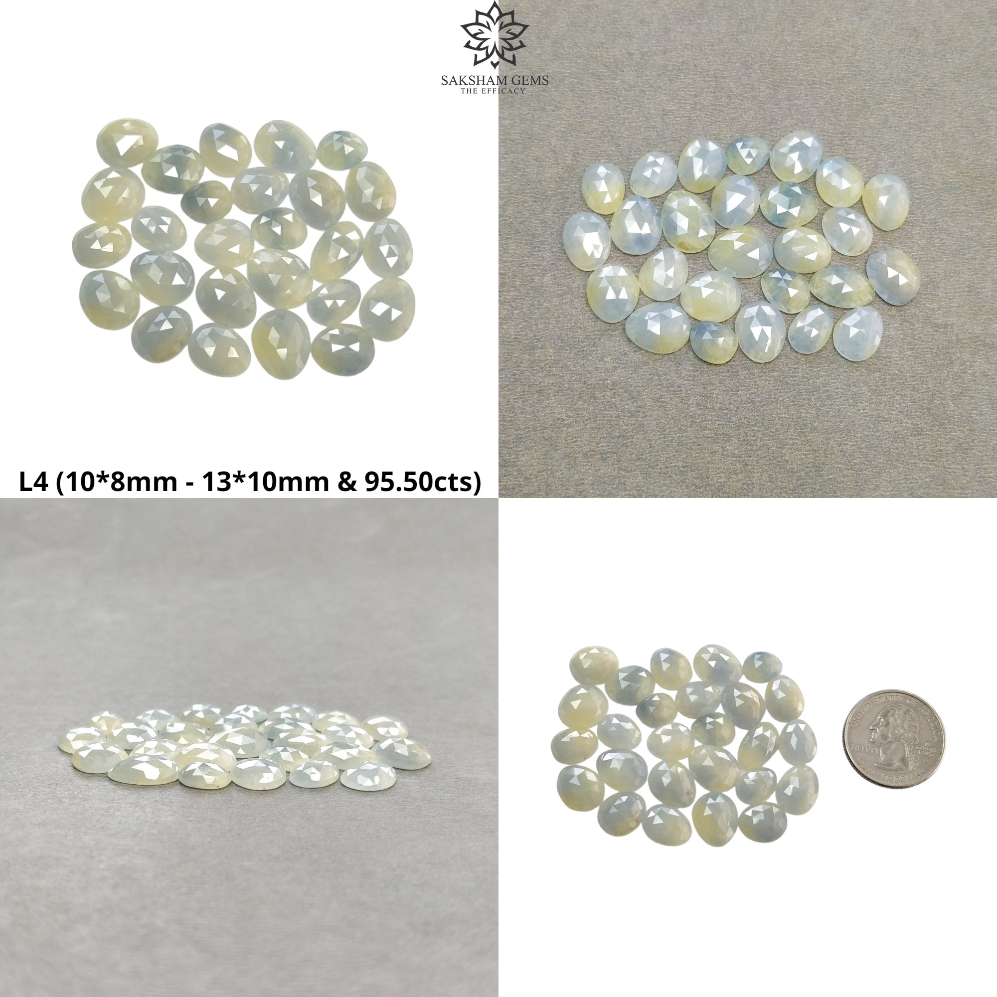 Natural Untreated Blue & Multi-Color Sapphire Gemstone - Rose Cut Egg Shape Loose Stones for Jewelry Making, Engagement Rings & Healing Crystals
